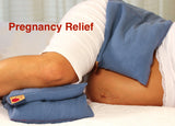 Hot Cherry Double Square Pillow in Blue Denim