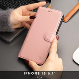 Casper Leather iPhone 15 Plus Wallet Case | Detachable MagSafe Compatible RFID Protection