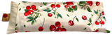 Hot Cherry Rectangular/Cervical Neck Pillow in Unbleached, Pre-washed, Natura Denim with Cherry Print Pillowcase