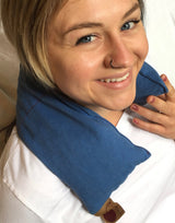 Hot Cherry Neck Wrap in Blue Denim